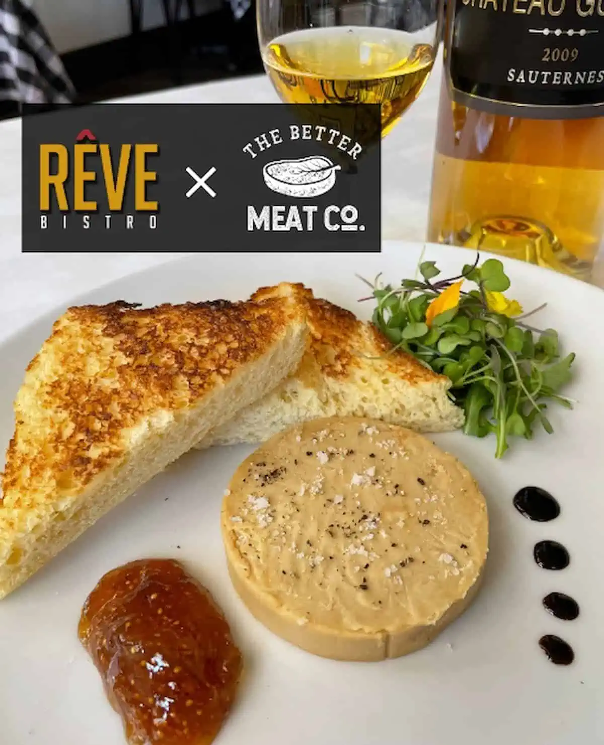 Vegan foie gras on a plate with toast.