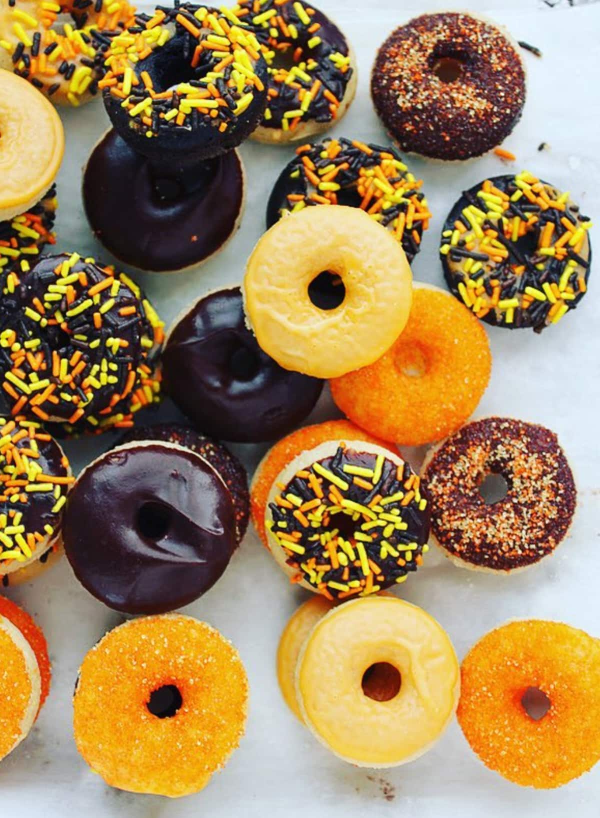 A selection of fall-inspired vegan donuts from Blondie's vegan bakery in Portland, Oregon.