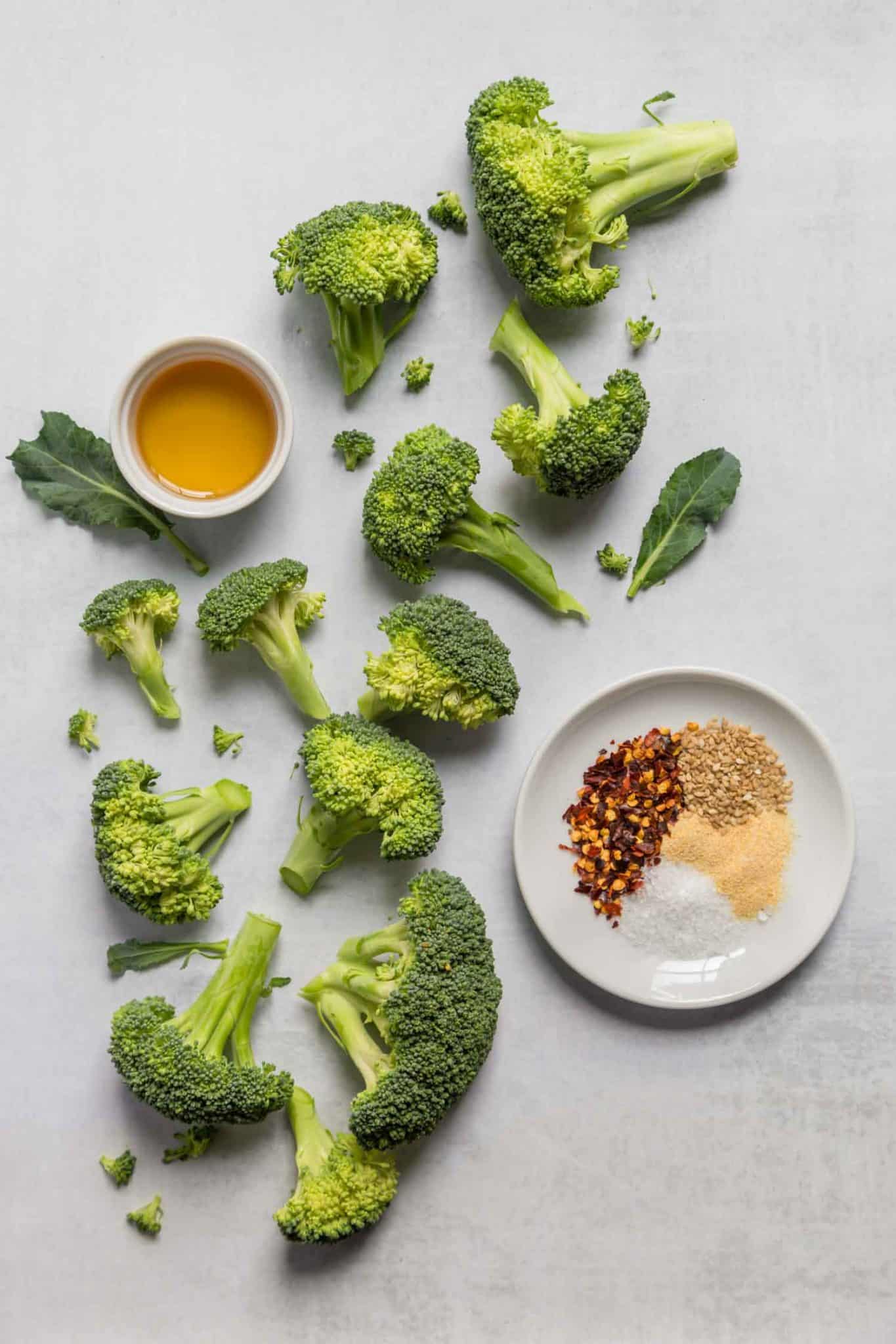 Key ingredients for air-fried broccoli.