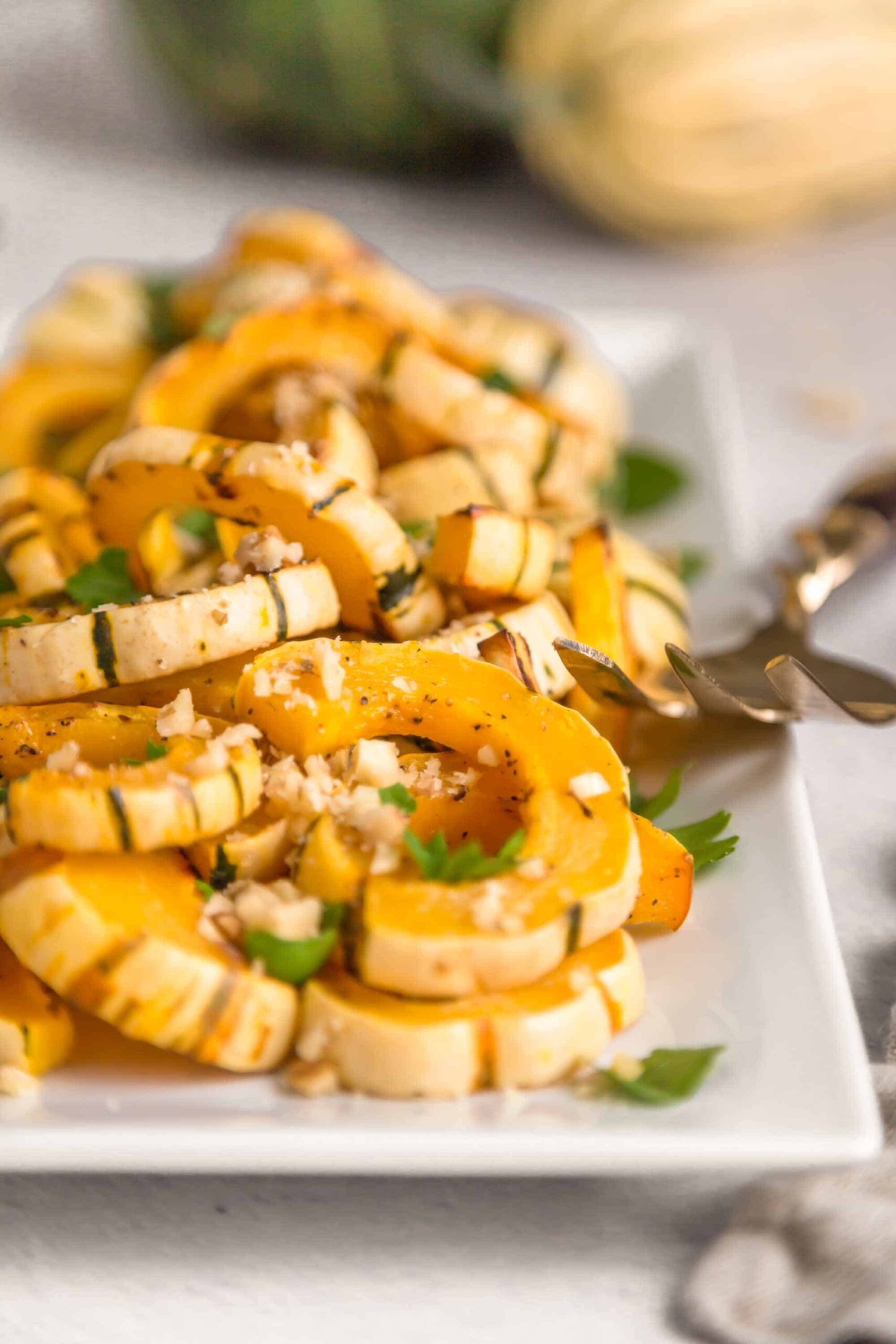 A plate of delicata squash.