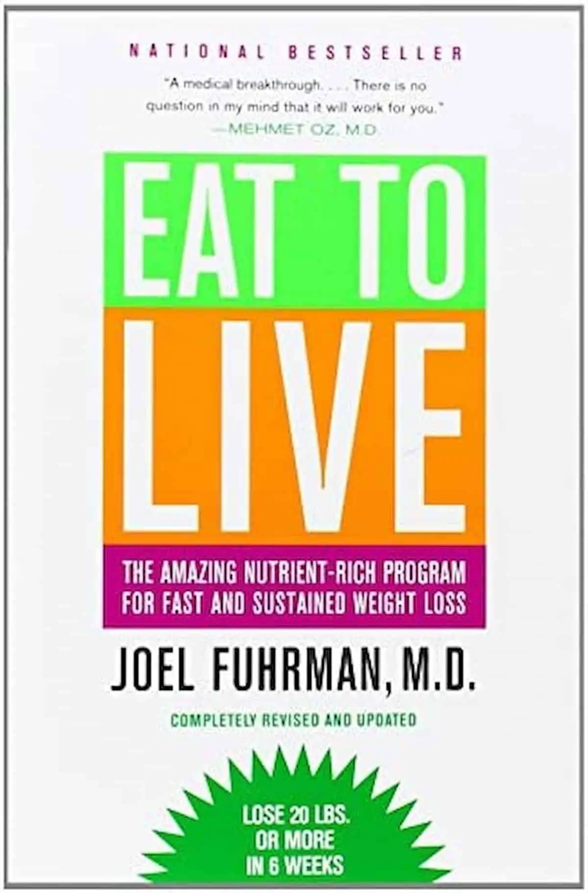 The book cover for Eat To Live by Joel Fuhrman, M.D.