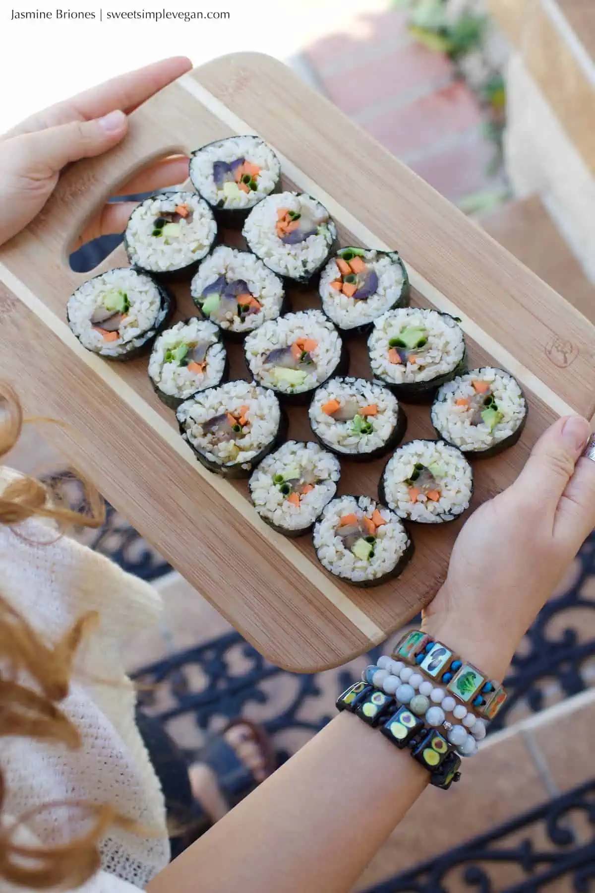 A platter of miso eggplant maki rolls.