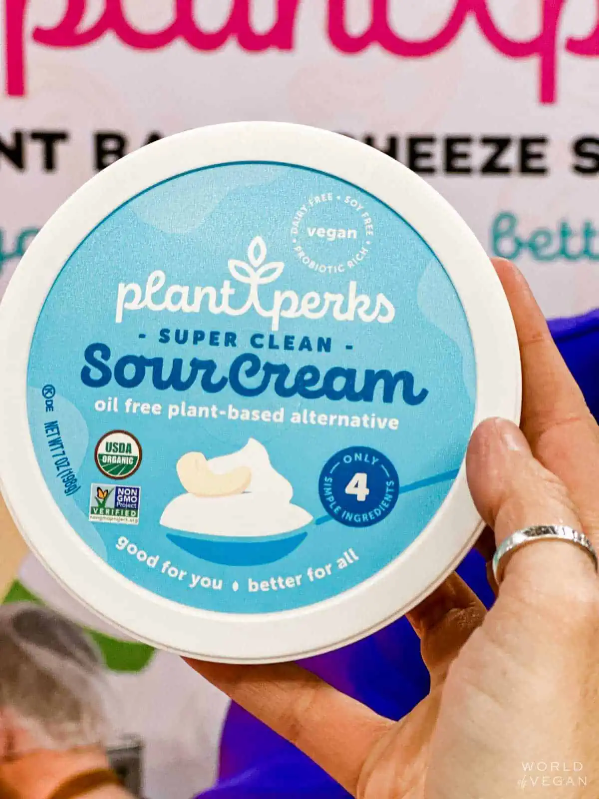 A container of Plant Perks vegan sour cream.