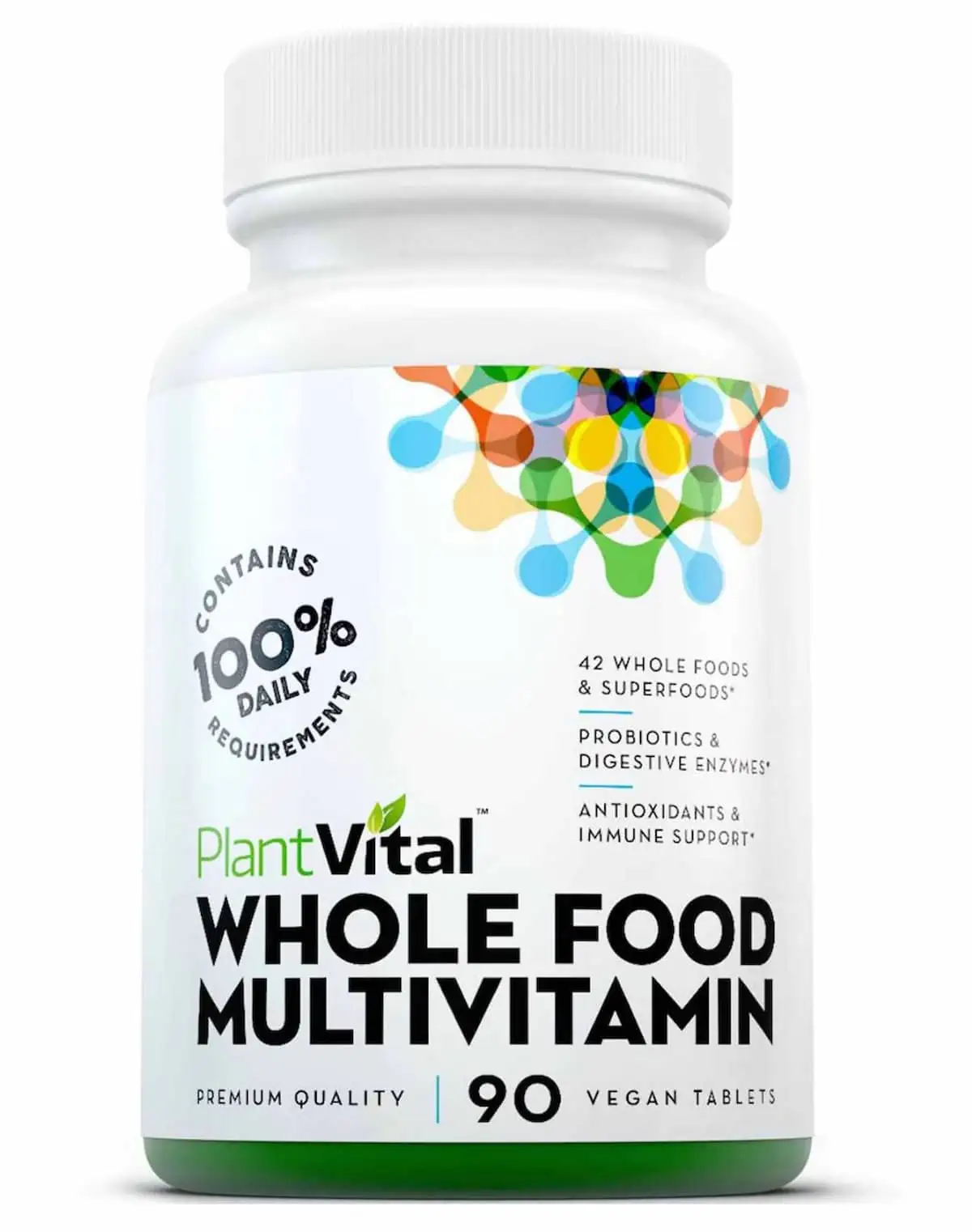 A bottle of PlantVital brand vegan multivitamins.