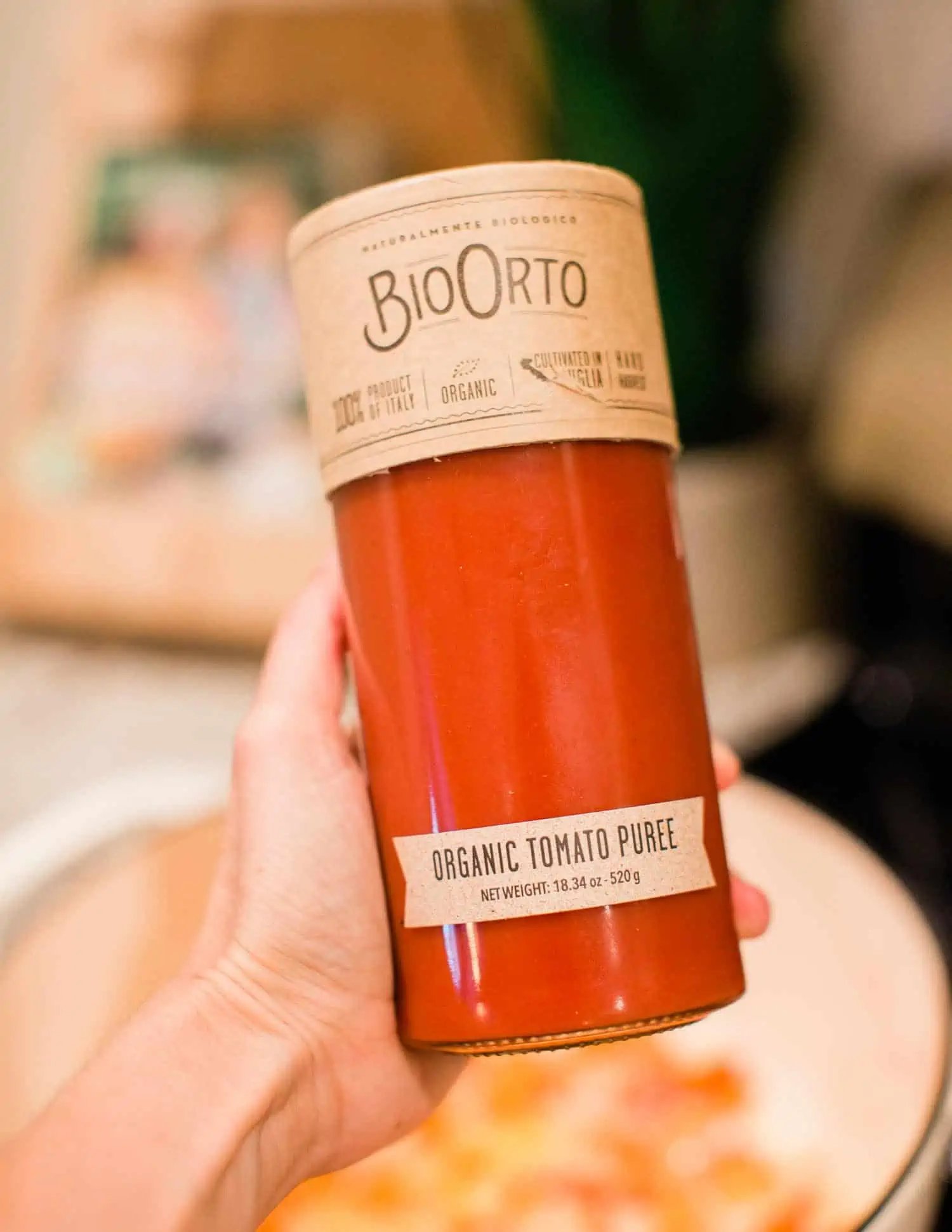 A jar of Bio Orto Authentic Italian tomato puree from Magnifico Foods.