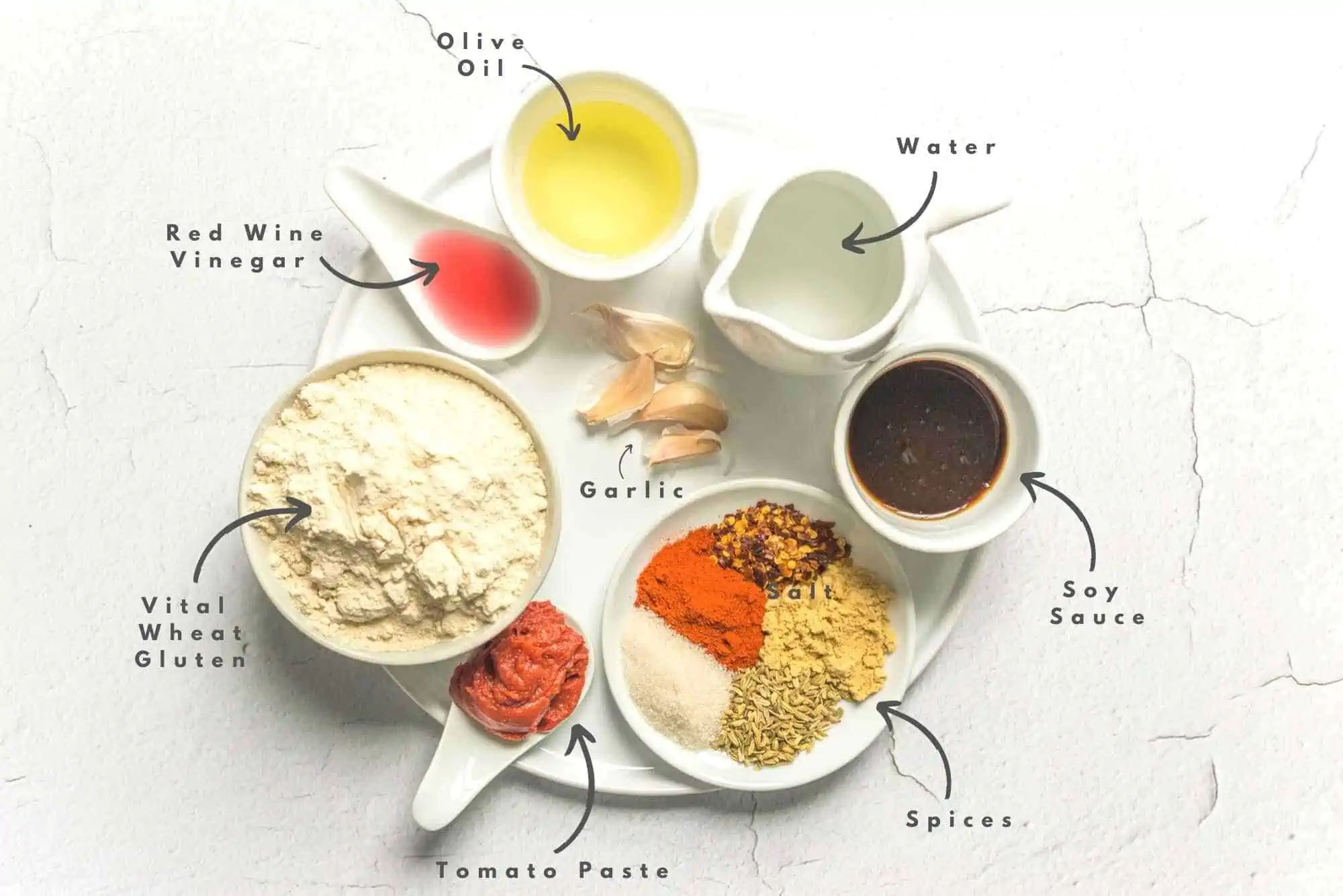 Vegan Pepperoni Recipe Ingredients Flatlay