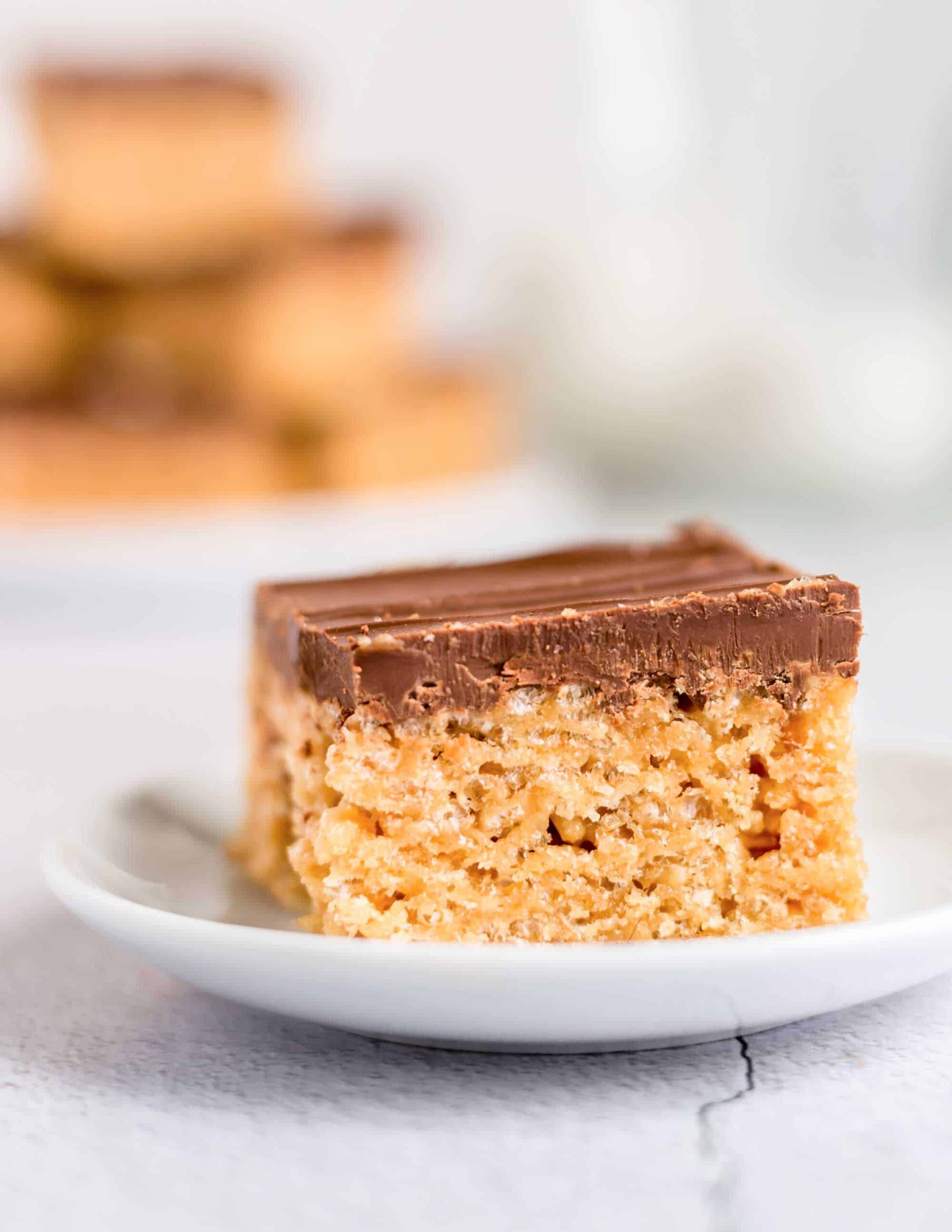 Vegan Scotcharoos Sliced on a Plate