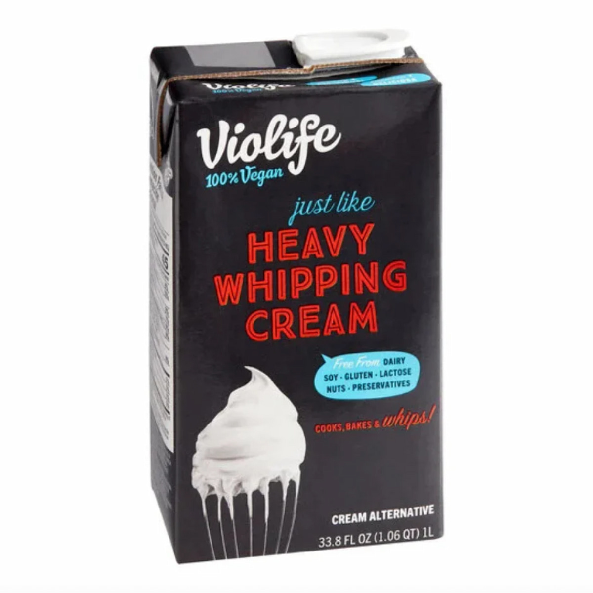 A container of Violife vegan heavy cream against a white background.