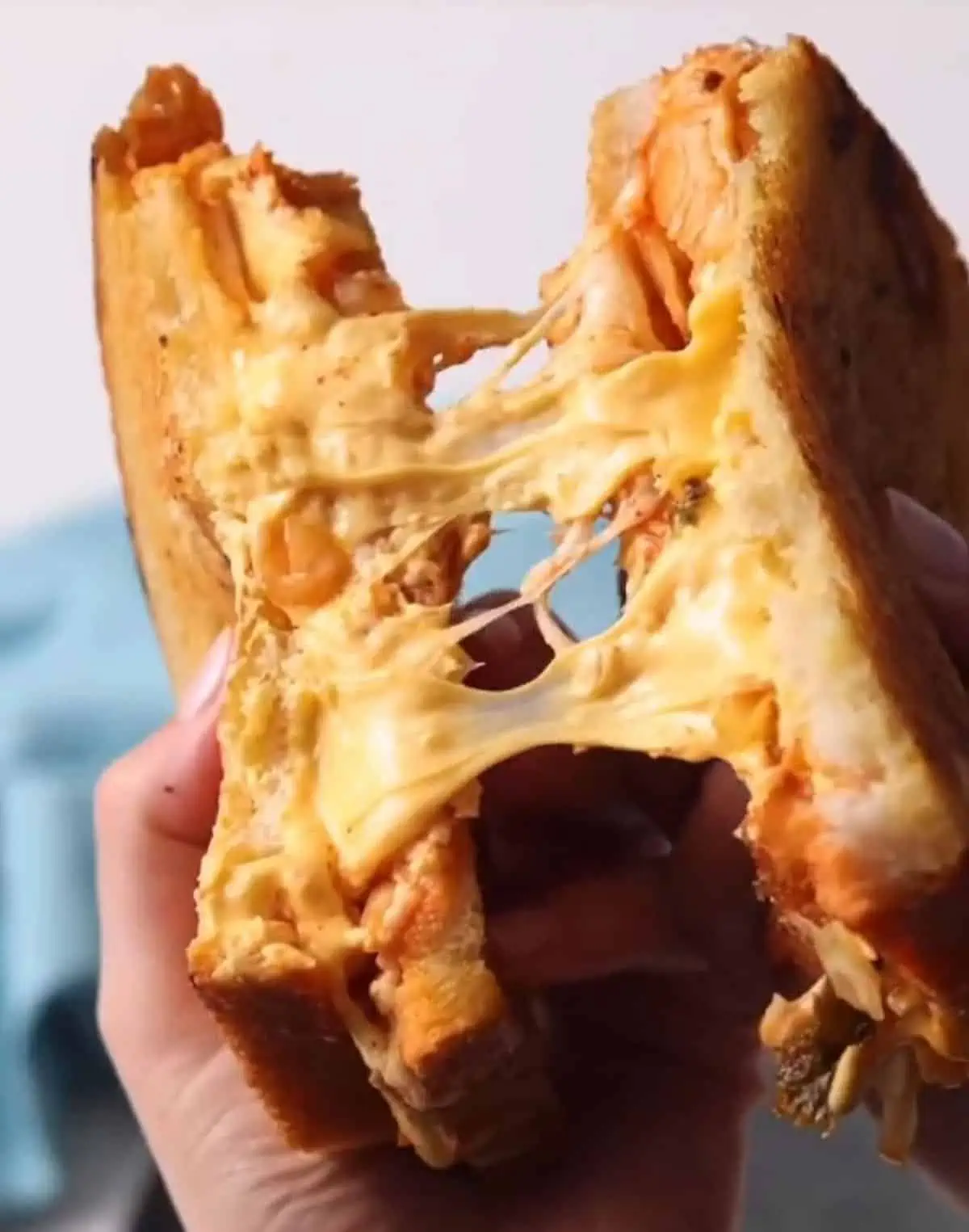 A vegan kimchi grilled cheese made with Violife cheddar.