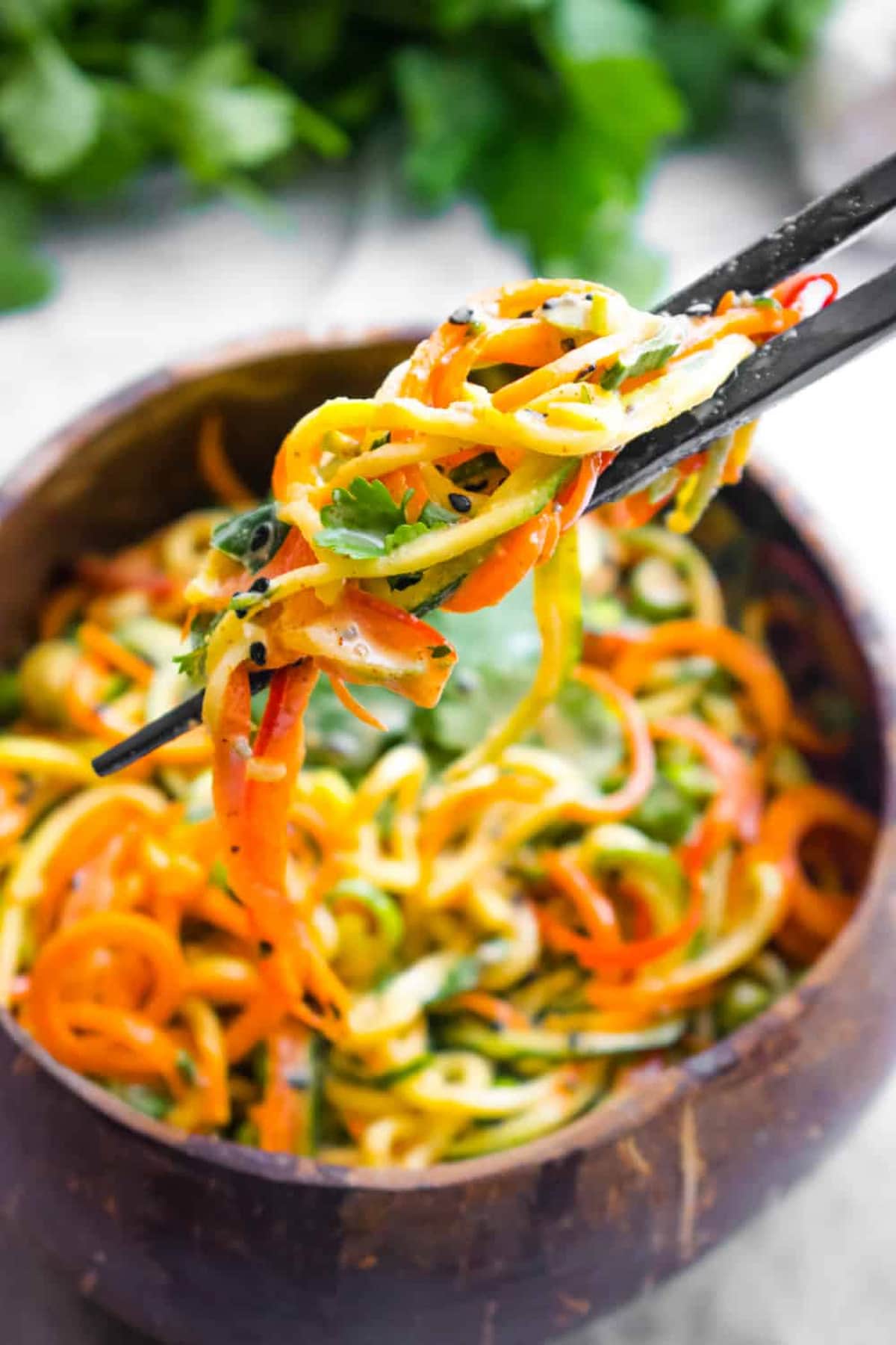 A bowl of healthy zucchini noodles.