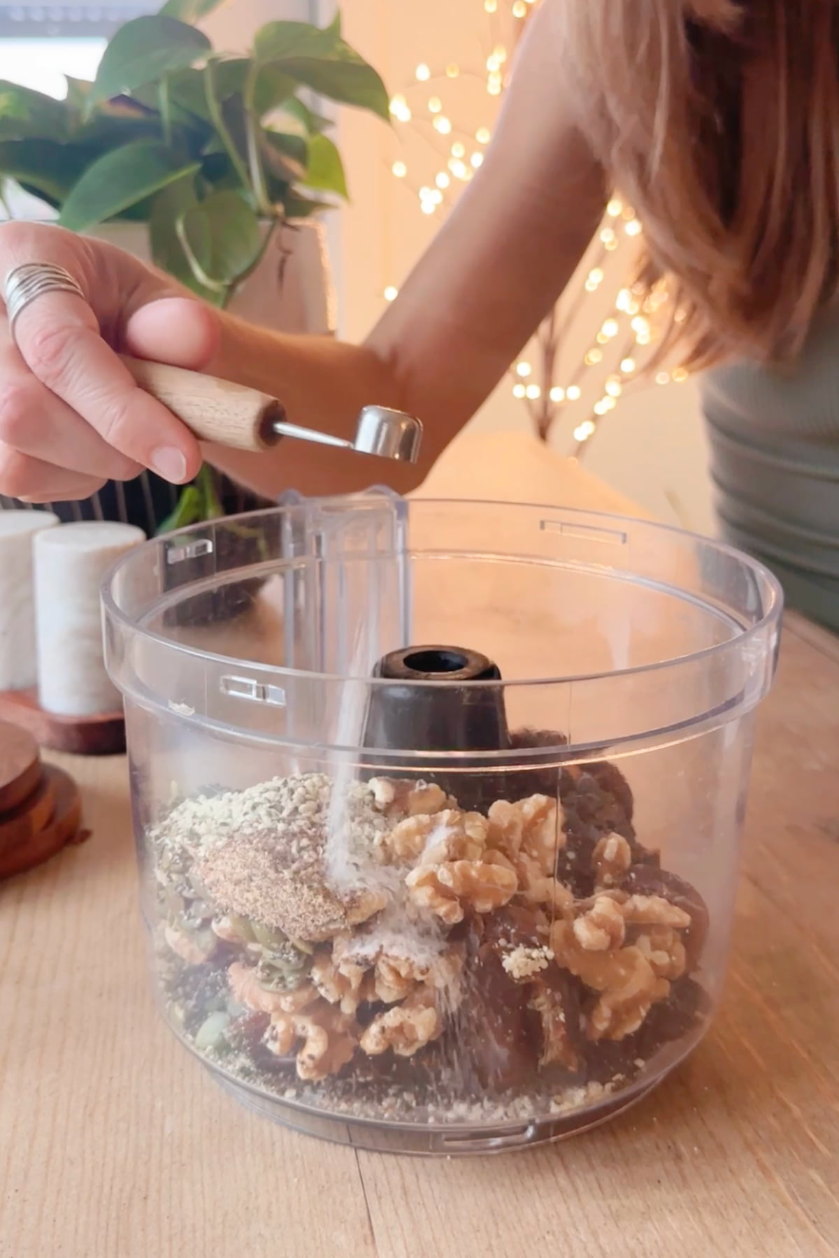 Ingredients for these brain ball truffles added to a food processor.
