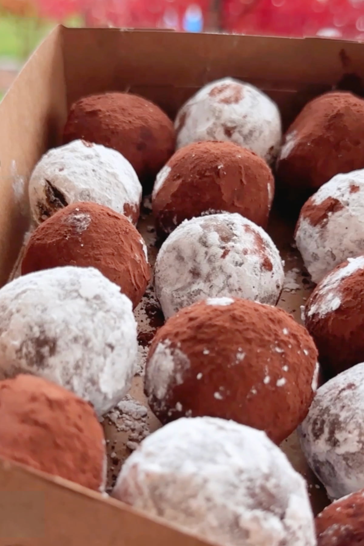 A variety of brain boosting truffle bites in a food box.