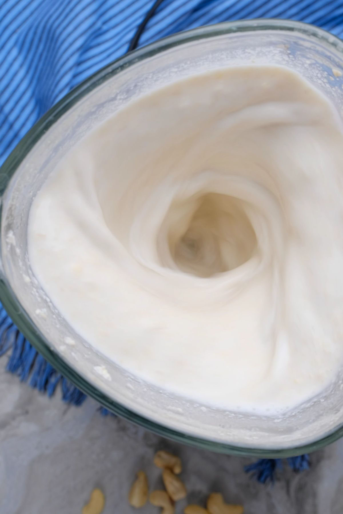 Cashew milk in a blender.