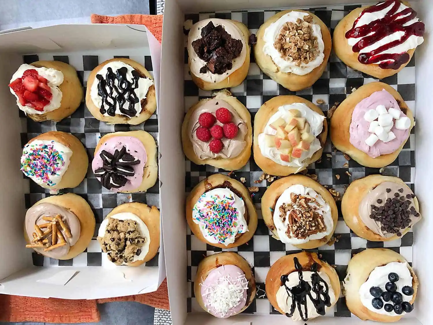 Box of Vegan Cinnamon Rolls in Different Flavors from Cinnaholic Bakery in Berkeley