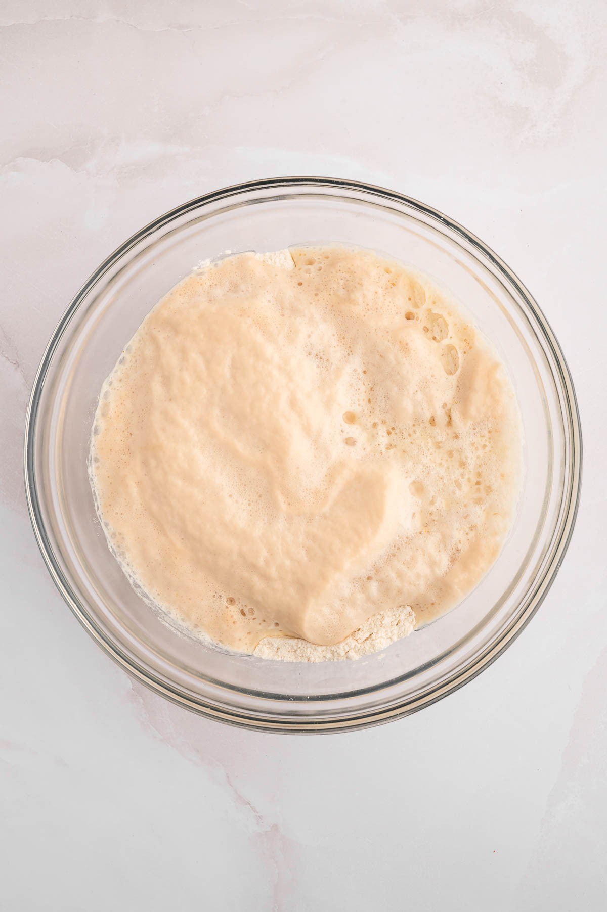 Yeast and water in a bowl.