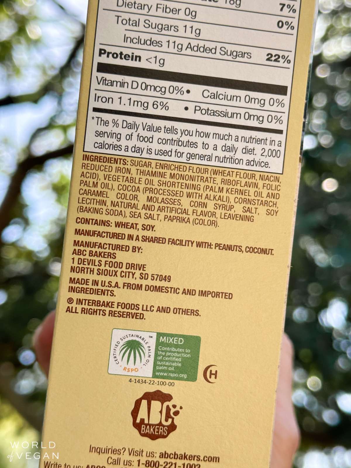 Ingredient list on the back of the Adventurefuls Girl Scouts cookie box.