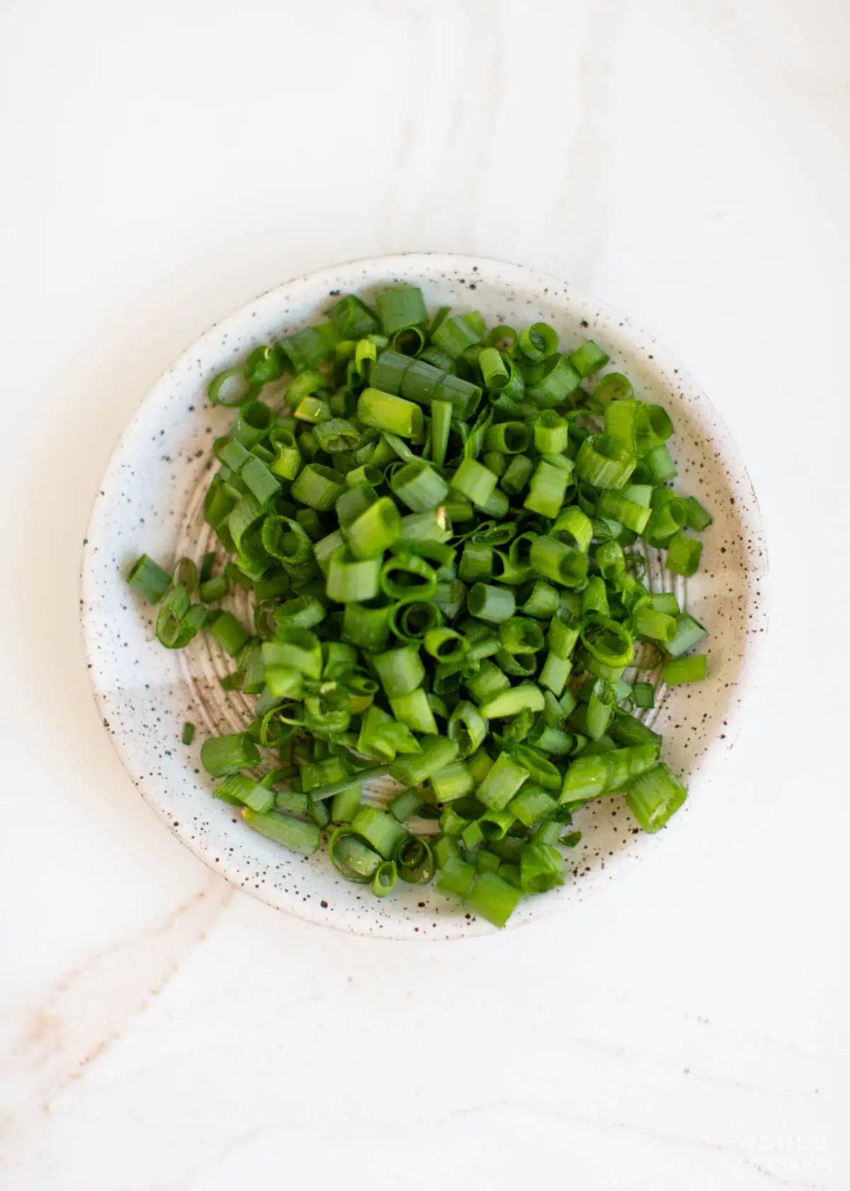 Sliced green onion in a small bowl.