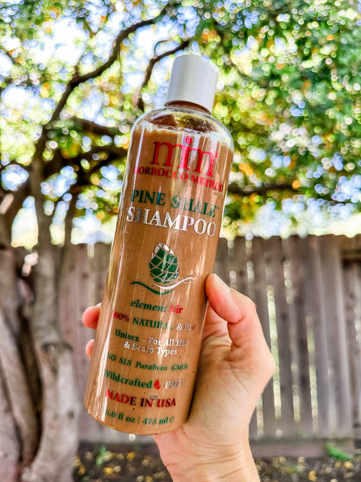 A bottle of Morrocco Method vegan shampoo.