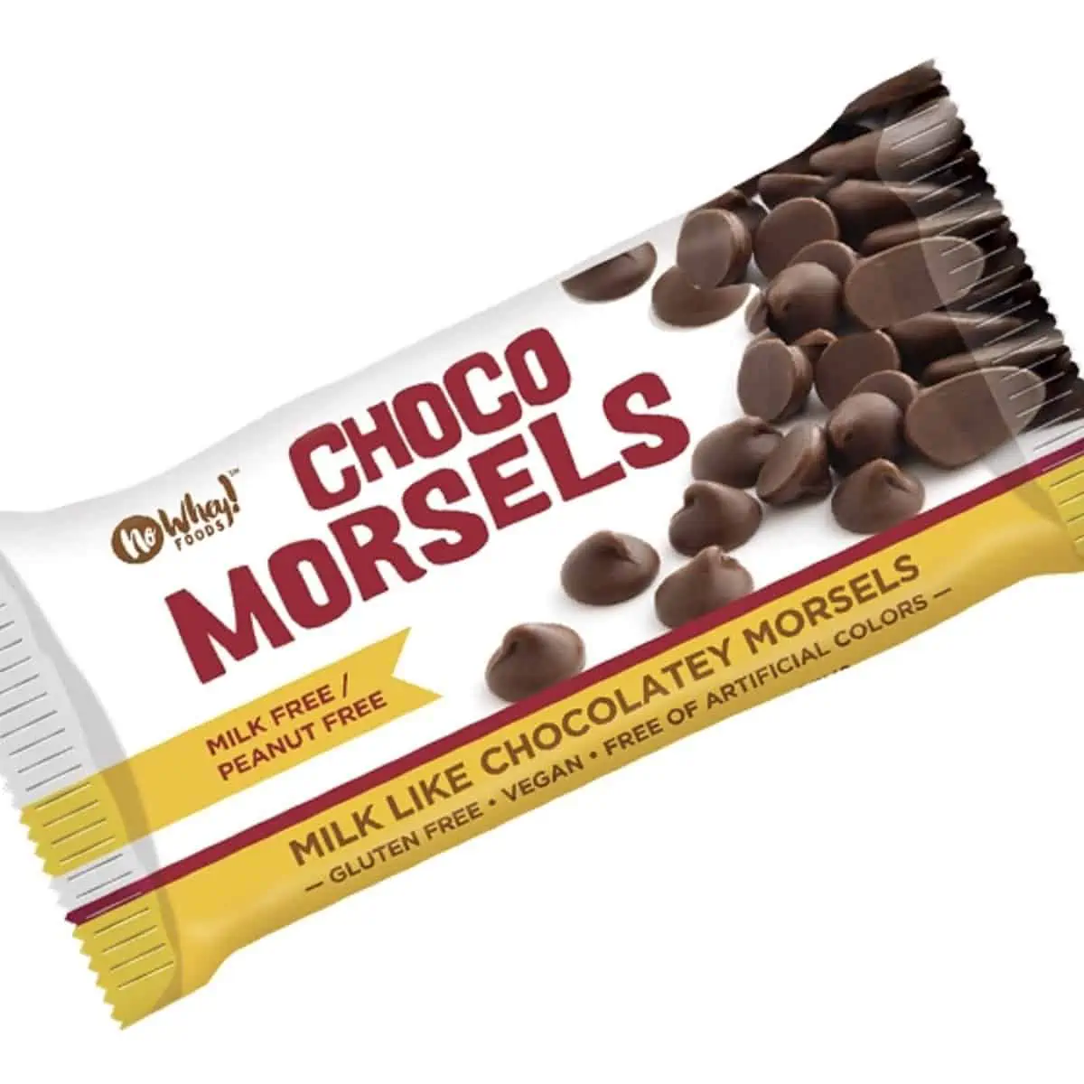 Package of No Whey brand chocolate chips.