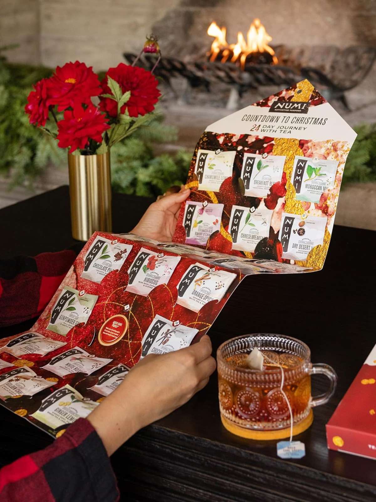 Numi tea advent calendar that unfolds with tea packets every day until Christmas.