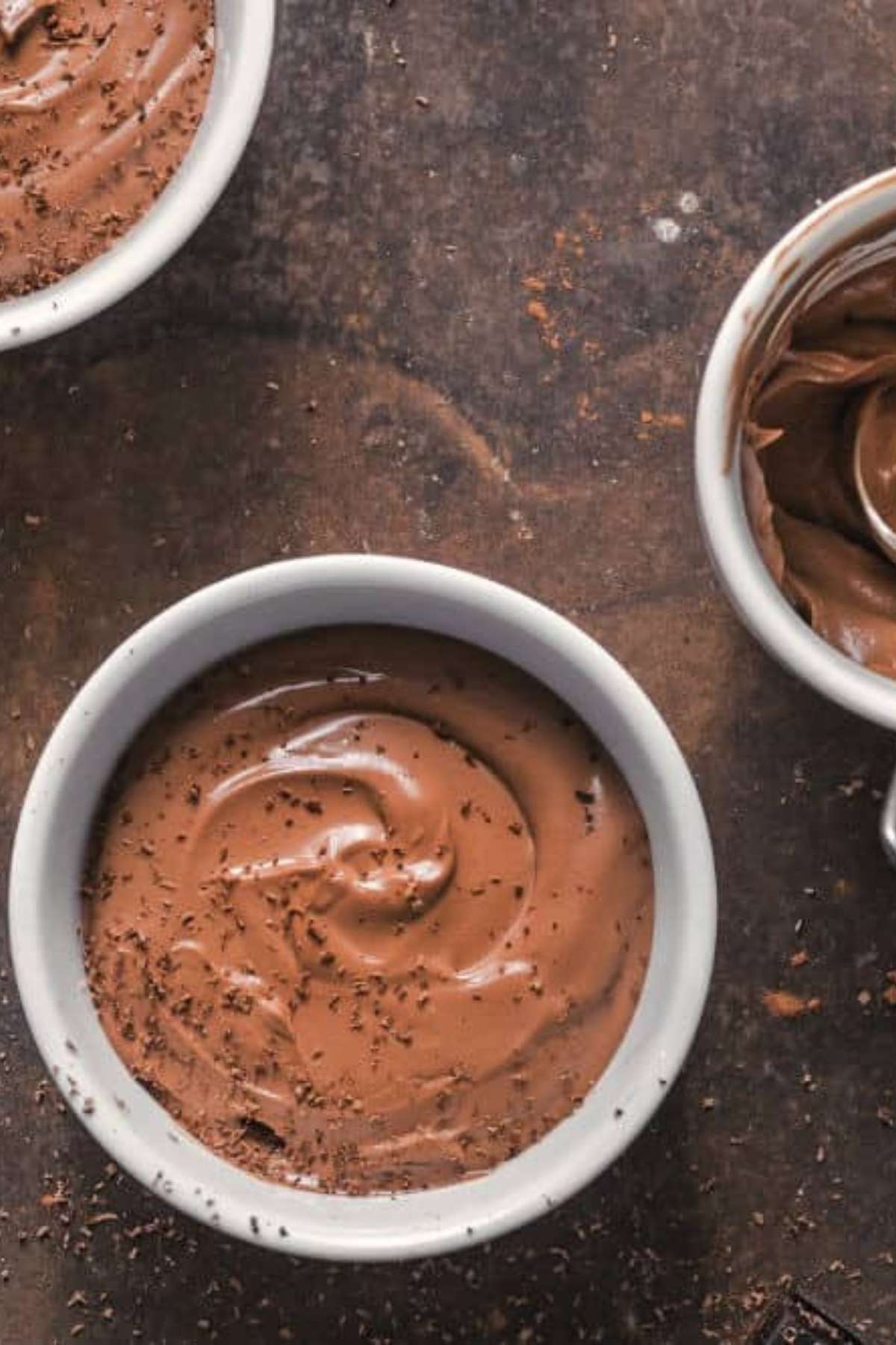 A bowl of vegan chocolate pudding made with silken tofu.