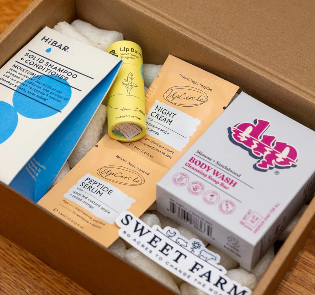 A beauty gift box from eco-friendly brand, Sweet Farm Provisions.