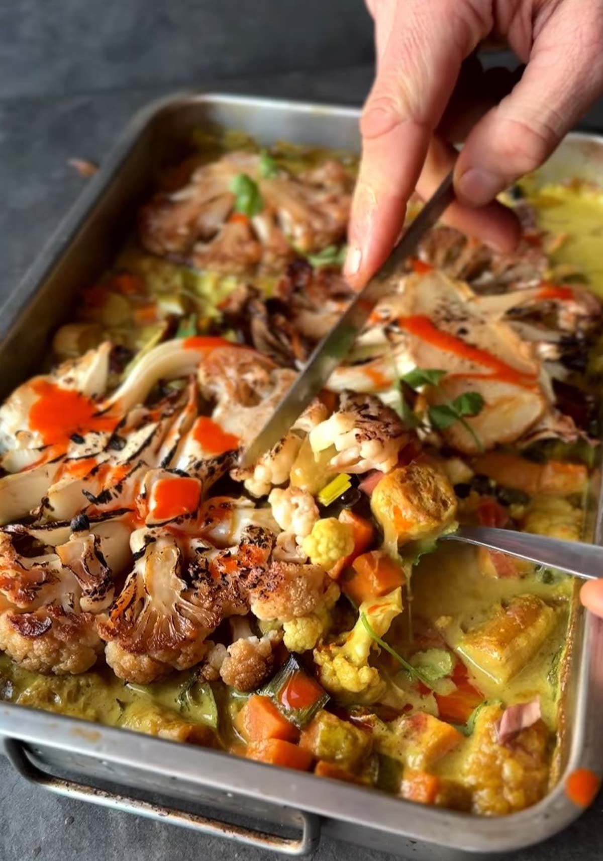 Cauliflower steaks made by The Happy Pear's vegan cooking classes.