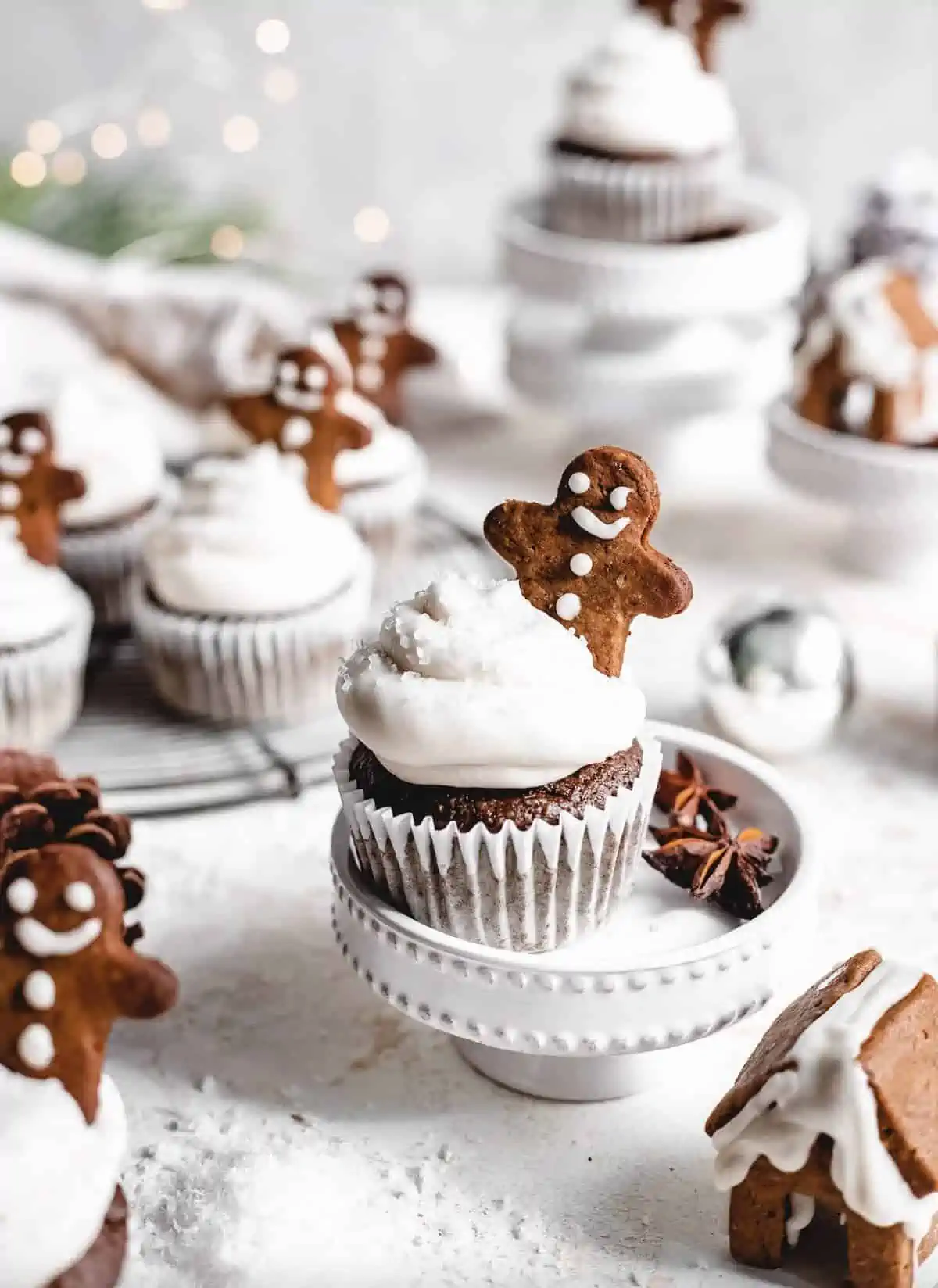 Cute gingerbread men cupcakes from popular vegan blog Banana Diaries.