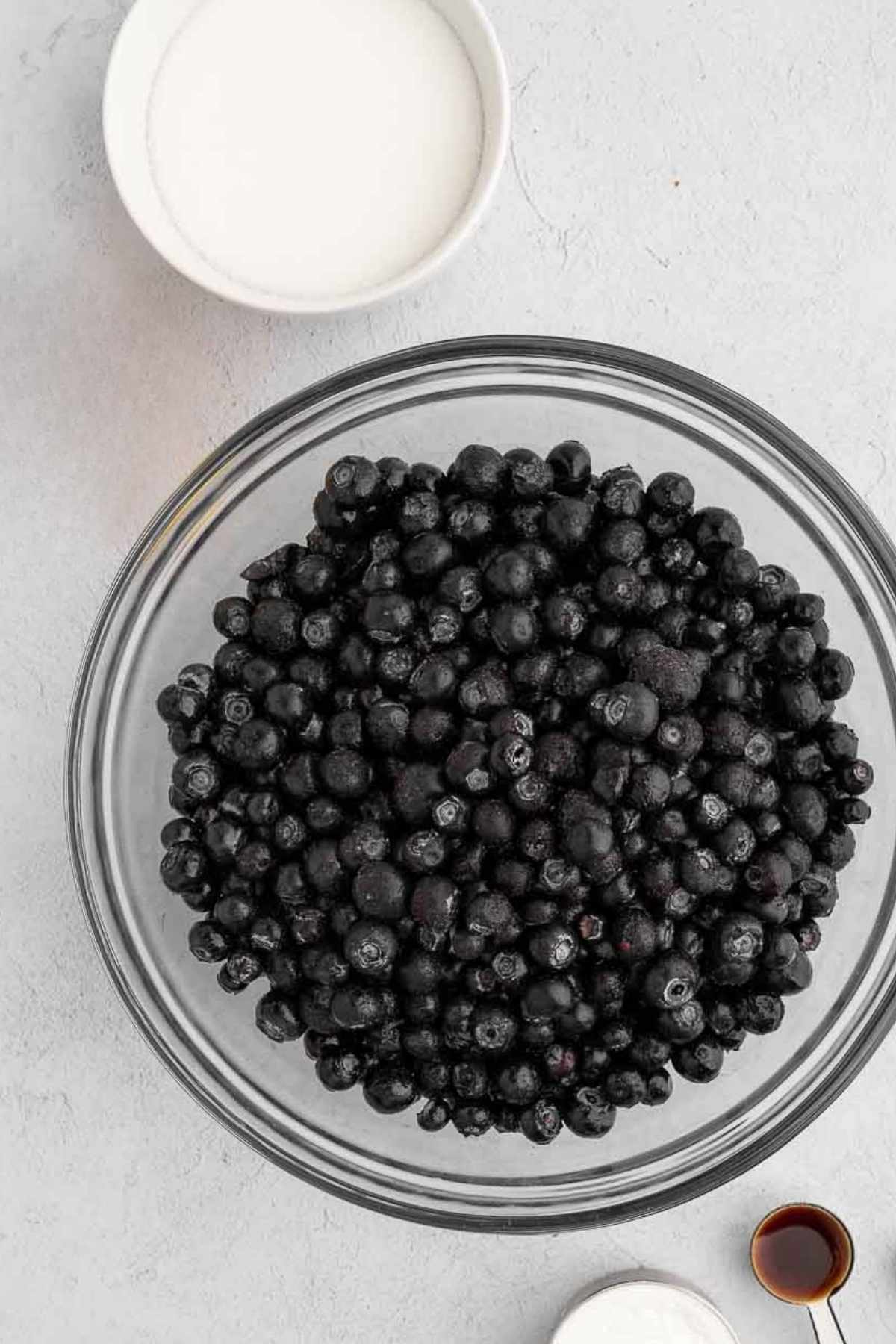 Key ingredients for vegan blueberry muffins.