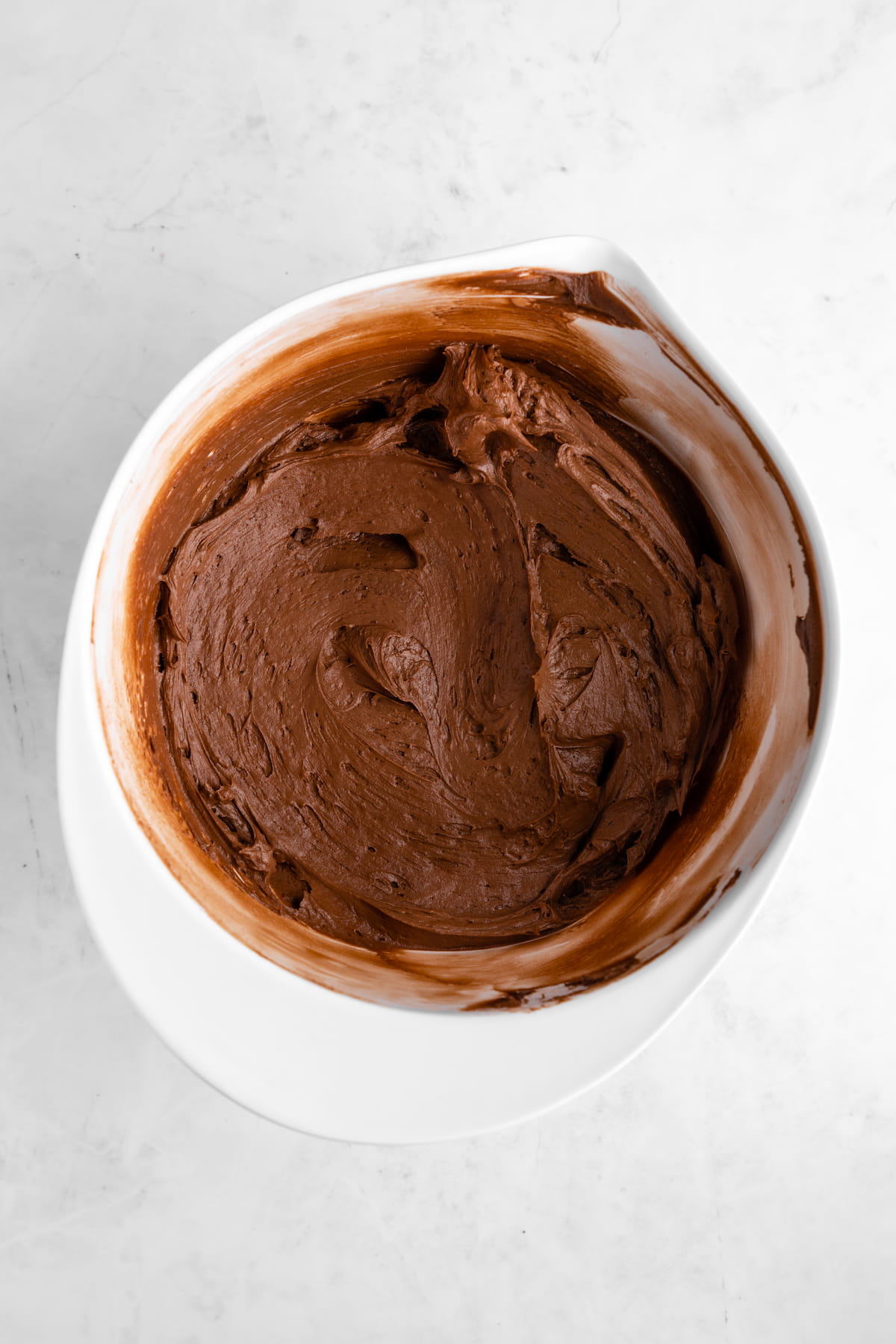 vegan chocolate frosting in a bowl.