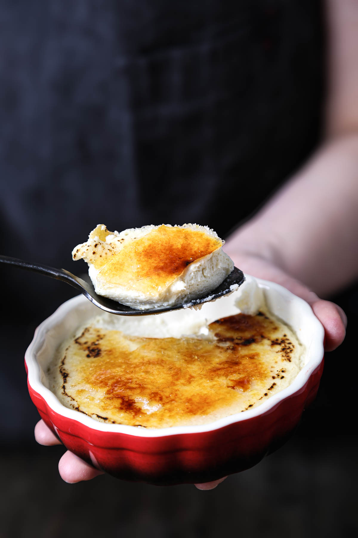 A spoonful of vegan creme brulee.