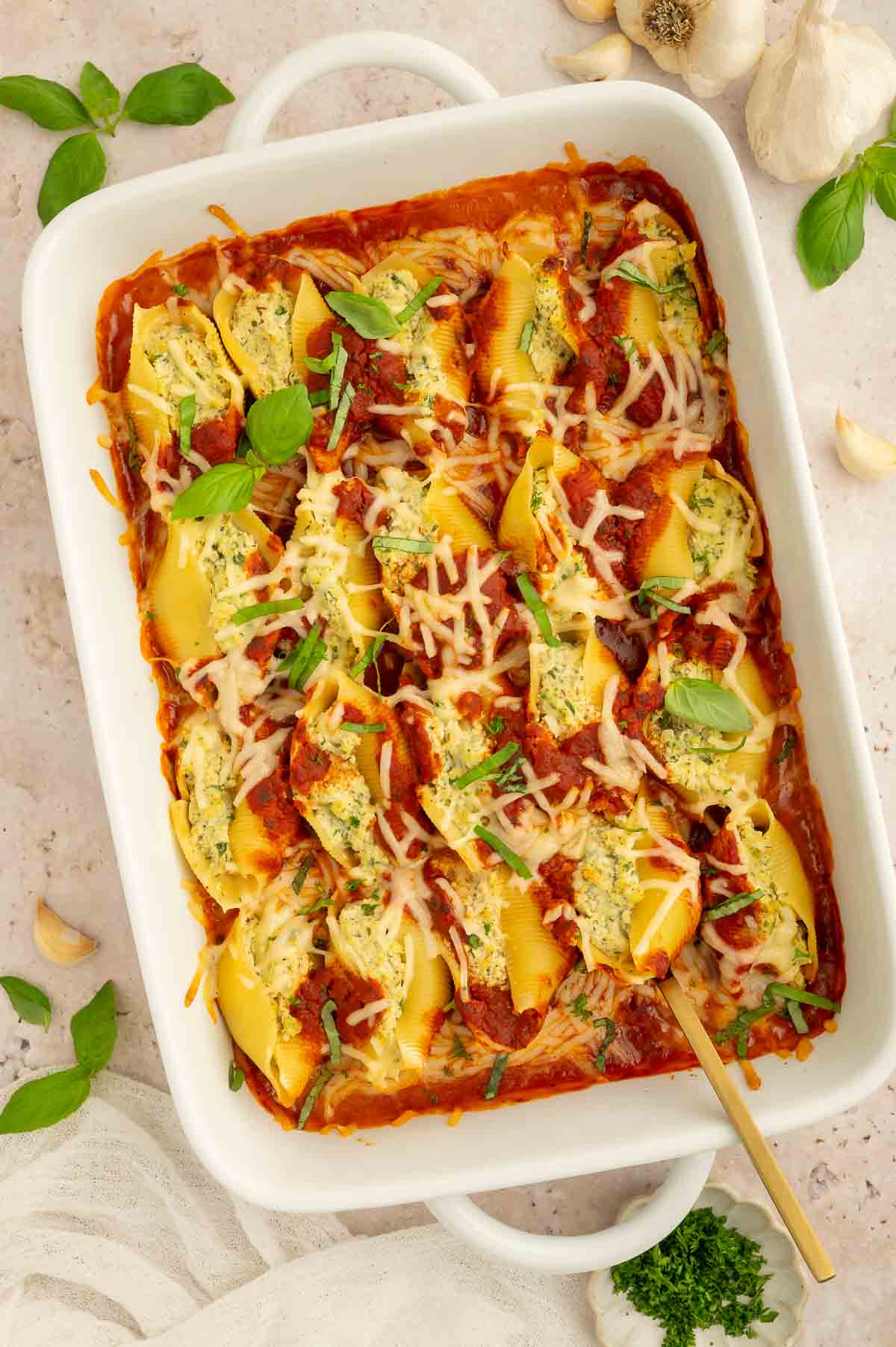 Vegan pasta dish with melted plant-based cheese.
