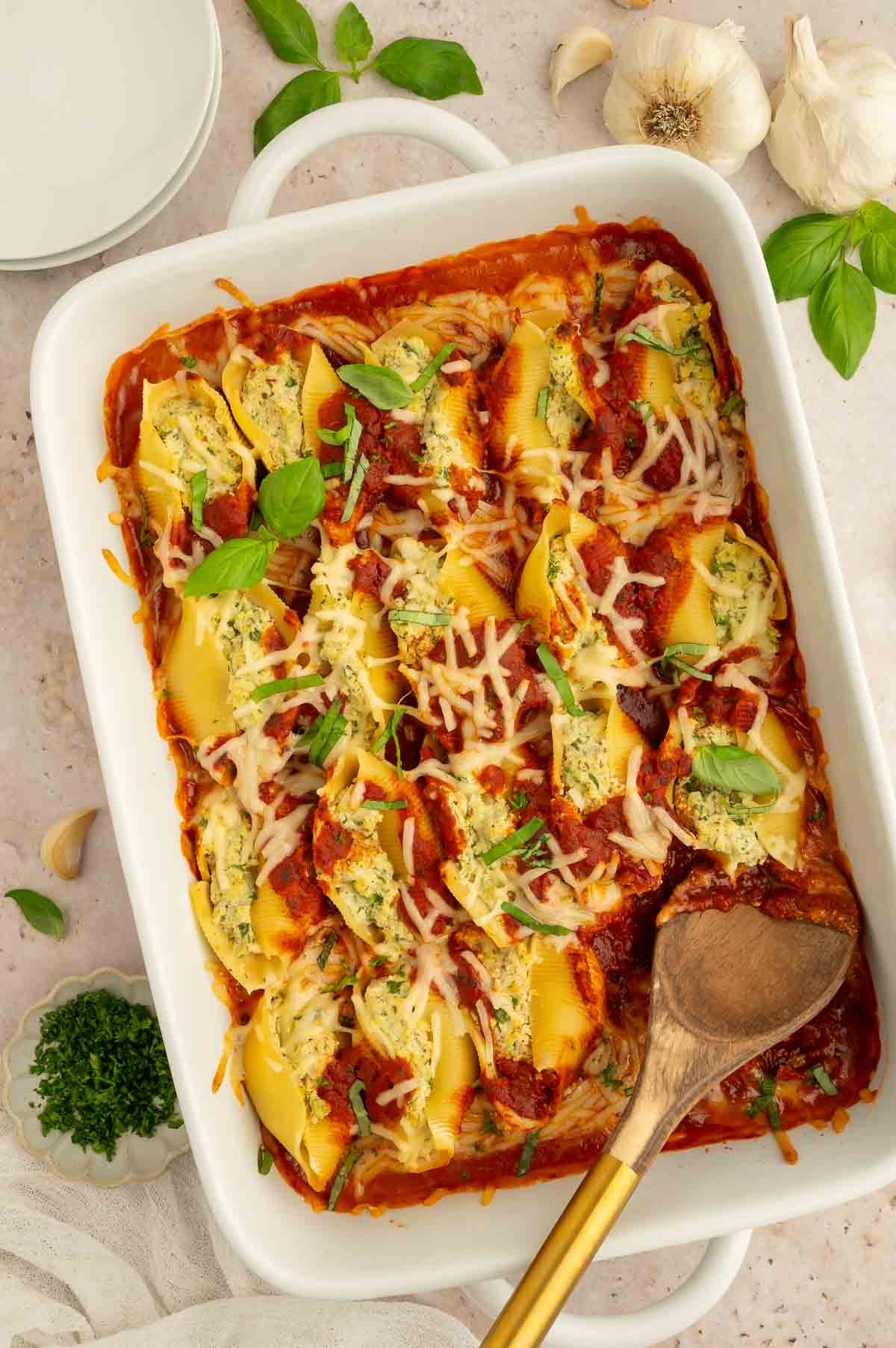 Vegan shells fresh from the oven.