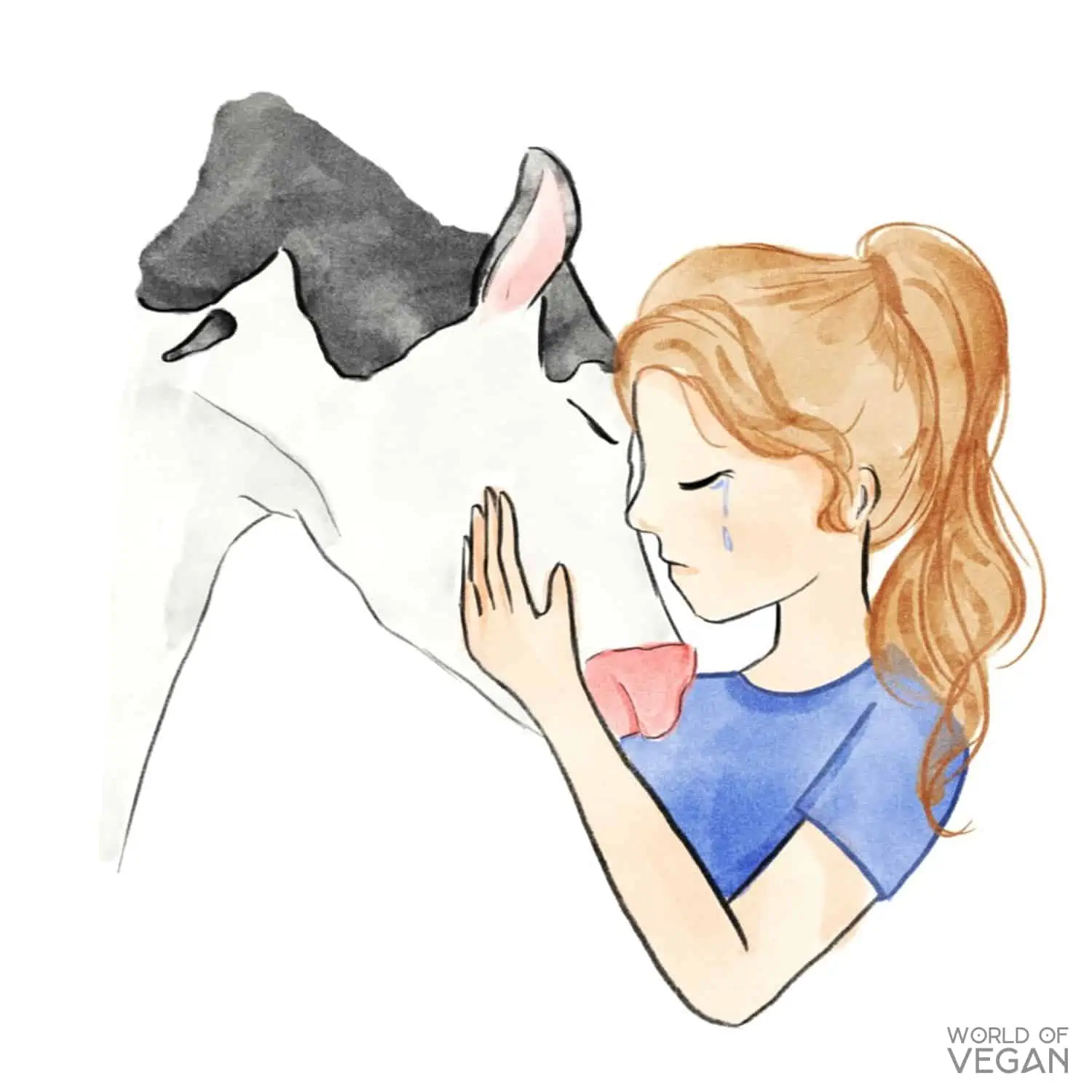 Cow Hug Illustration Rescued Cow from a Farm Animal Sanctuary